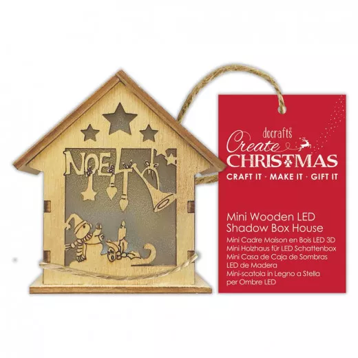 Mini Wooden LED Shadow Box House - Noel